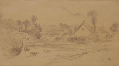 null Attribué à Camille PISSARO (1830-1903)
Paysage aux vaches
Crayon noir.
Porte...