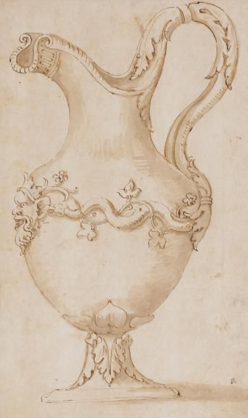 null Atelier de Jules ROMAIN (c.1499-1546)
Étude d’une aiguière à tête de satyre
Plume,...