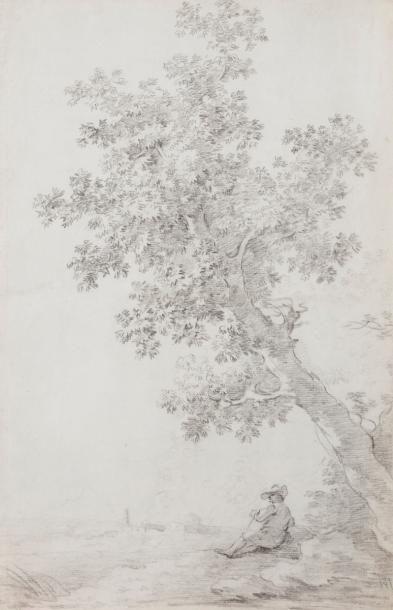 null ENTOURAGE de LOUTHERBOURG
(1740-1812)
Scène pastorale
Lavis gris sur traits...