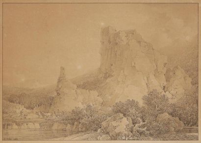 null Louis-François CASSAS (1756-1827)
Vue des rochers de la favarotta, villa d’Hyccara,...