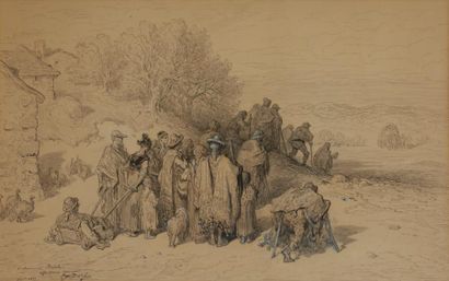 null Gustave DORÉ (1832-1883)
Mendiants espagnols attendant la diligence, 1877
Plume...