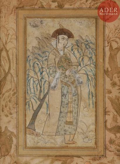 null Jeune homme à la cornemuse, Iran style safavide, fin XIXe siècle
Dessin sur...