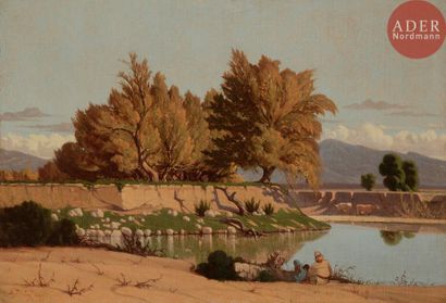 null A. PORTIER (XXe siècle)
Bords de la Seybouse, Guelma, Algérie, 1869 
Huile sur...