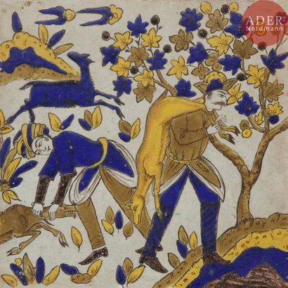 null Carreau en céramique, retour de chasse, Iran qâjâr, XIXe siècle
Céramique à...