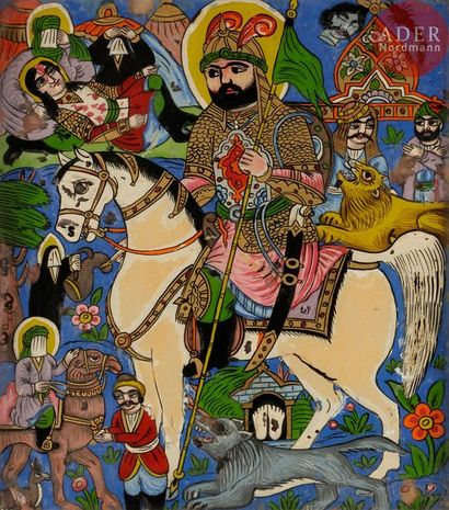 null Histoire de Karbala, première moitié du XXe siècle 
Peinture sous verre encadrée...