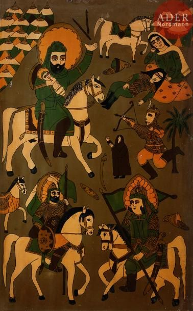 null Scène de la bataille de Karbala, première moitié du XXe siècle 
Peinture sous...