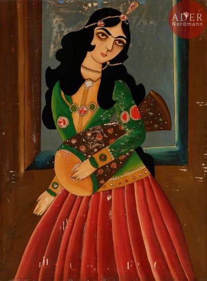null Portrait d’une musicienne qâjâr, première moitié du XXe siècle
Peinture sous...