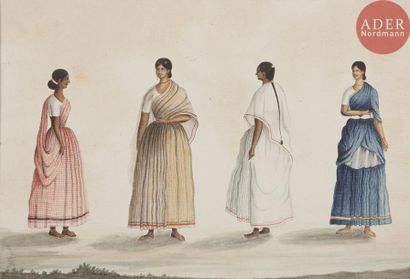 null Quatre aquarelles, Inde du nord, Période Raj, XIXe siècle
Aquarelles polychromes...