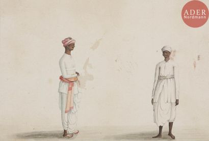 null Quatre portraits indiens, Inde du nord, Période Raj, XIXe siècle 
Aquarelles...