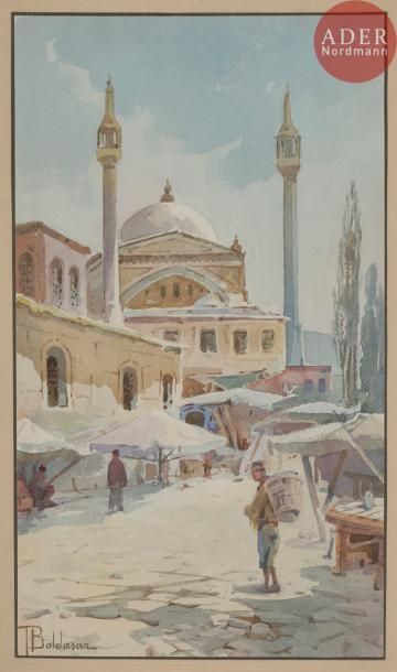 null T.BALDAZAR (fin XIXe - déb. XXe siècle) 
Mosquée du Caire
Aquarelle, signée...