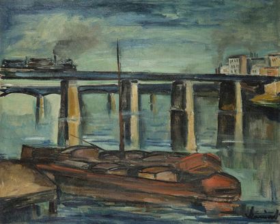 null Maurice de VLAMINCK (1876-1958)
Le Pont d’Asnières, vers 1908-10
Huile sur toile.
Signée...