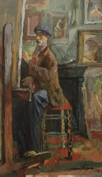 null Jacques CHAPIRO (1887-1972)
Autoportrait au chevalet, 1940
Huile sur toile.
Signée...