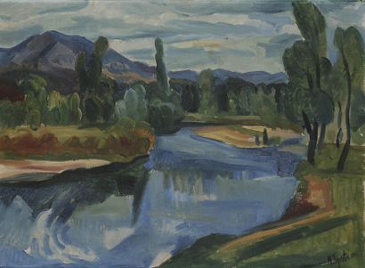 null Henri EPSTEIN (1892-1944)
Paysage à la rivière
Huile sur toile.
Signée en bas...