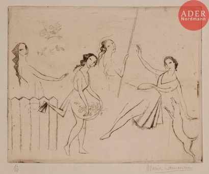 MARIE LAURENCIN Marie LAURENCIN
 Les Jeunes filles, ou le ballet. 1912. Eau-forte....
