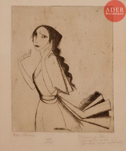 MARIE LAURENCIN Marie LAURENCIN
 La Romance. 1912. Eau-forte. 247 x 195. Marchesseau...