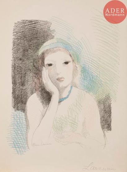 MARIE LAURENCIN Marie LAURENCIN
 Rêverie de Marie. 1930. Lithographie. 350 x 285....