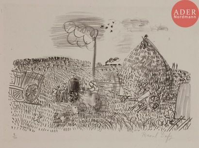 Raoul Dufy Raoul DUFY
 La Batteuse de blé. Vers 1925. Lithographie. 200 x 300. I.F.F....