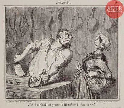 Honoré DAUMIER Honoré DAUMIER
 Messieurs les bouchers. 1858 ; Actualités. 1858. Lithographie....