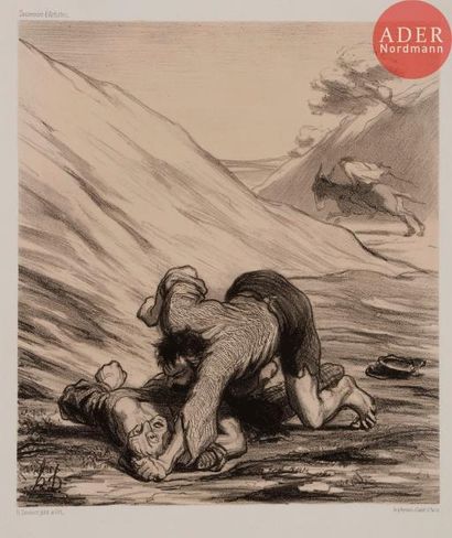 Honoré DAUMIER Honoré DAUMIER
 L’Âne et les deux voleurs. 1862. Lithographie. 252 x 200....