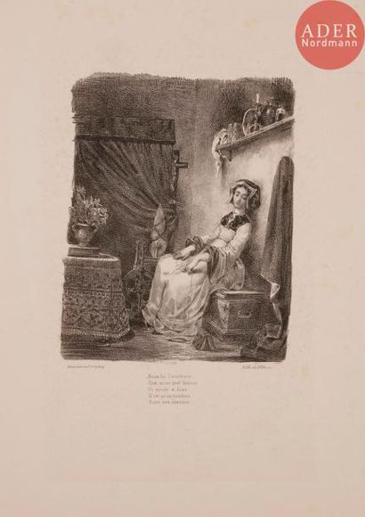 Eugène DELACROIX Eugène DELACROIX
 Marguerite au rouet. Pl. pour Faust de Goethe....