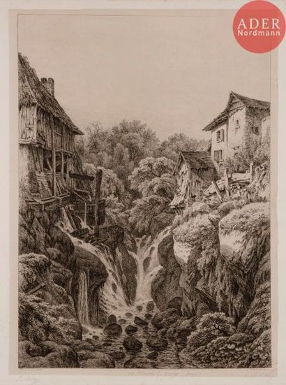 Eugène BLÉRY Eugène BLÉRY
 Le Moulin et la cascade de Grésy près Aix-lesBains. 1856....