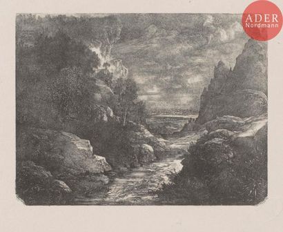 Rodolphe BRESDIN Rodolphe BRESDIN
 Le Ruisseau des gorges. 1871. Report sur pierre...