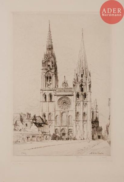 Gustave LEHEUTRE Gustave LEHEUTRE
 Notre-Dame de Chartres. 1913. Eau-forte et pointe...
