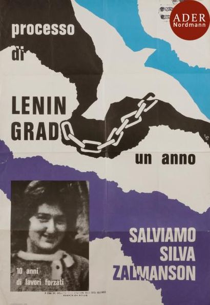 null [AFFICHE EN FAVEUR DES JUIFS D’URSS]
Processo di Leningrad
Affiche en Italien.
Plis,...