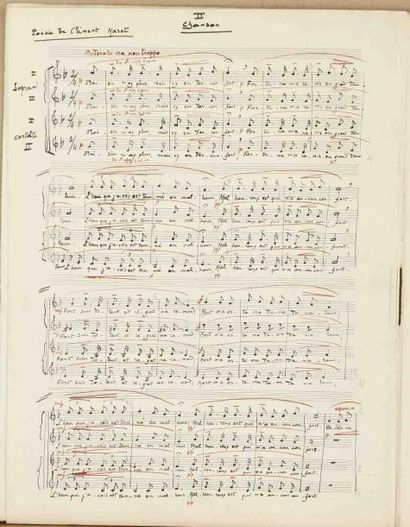 null Gabriel GROVLEZ (1879-1944). Manuscrit musical autographe signé, Trois chœurs...