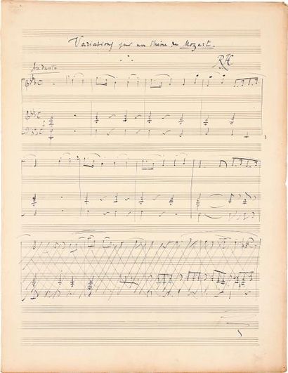 null Reynaldo HAHN (1874-1947). Manuscrit musical autographe signé, Variations pour...