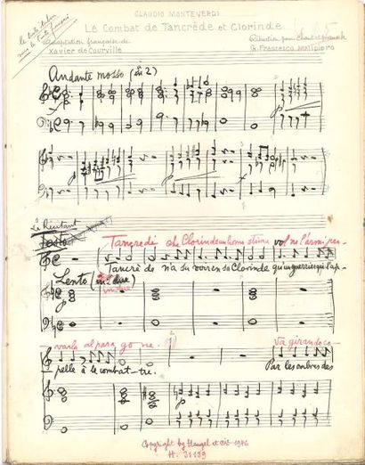 null Gian-Francesco MALIPIERO (1824-1887). Manuscrit musical autographe signé, Il...