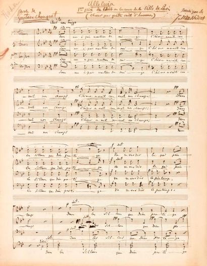 null Jules MASSENET (1842-1912). Deux manuscrits musicaux autographes signés, Alleluia,...