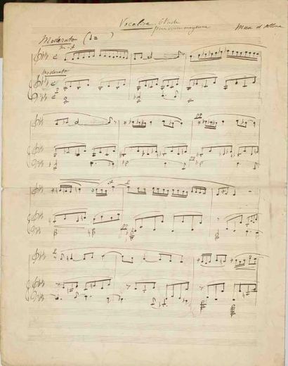 null Max d’OLLONE (1875-1959). Manuscrit musical autographe signé, Vocalise-Étude...