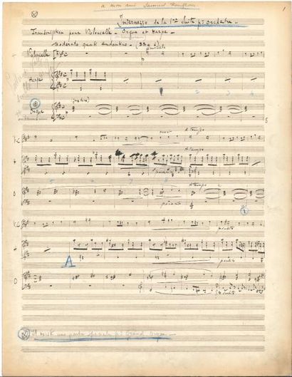 null Gabriel PIERNÉ (1863-1937). Manuscrit musical autographe signé, Intermezzo pour...