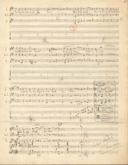 null Gabriel PIERNÉ. Manuscrit musical autographe signé, Ronde de fées, mars 1902 ;...