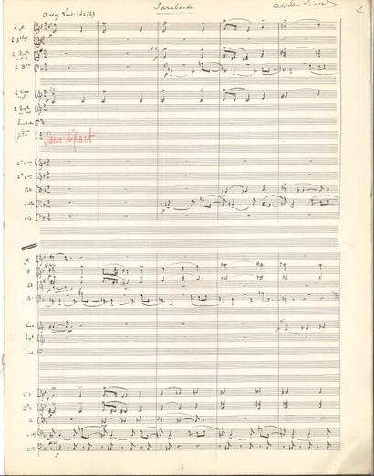 null Albert ROUSSEL (1869-1937). Manuscrit musical autographe signé, Sarabande, [1927] ;...