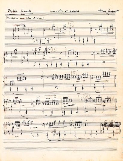 null Henri SAUGUET (1901-1989). Manuscrit musical autographe signé, Concerto d’Orphée...