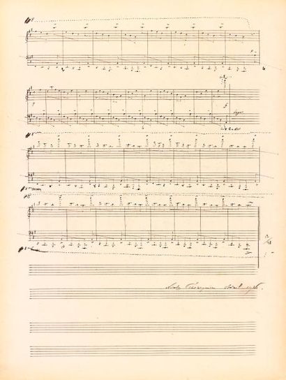 null Nicolas TCHÉREPNINE (1873-1945). Manuscrit musical autographe signé, Primitifs,...