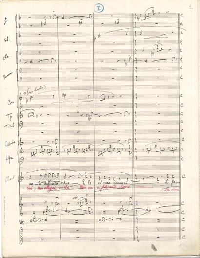 null Henri TOMASI (1901-1971). Manuscrit musical autographe signé, Chants corses,...