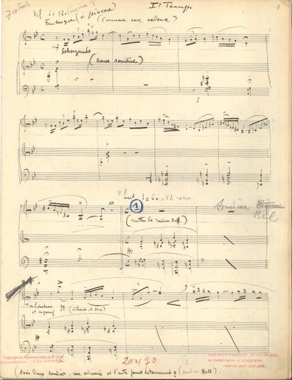 null Henri TOMASI. Manuscrit musical autographe signé, Concerto pour trompette et...