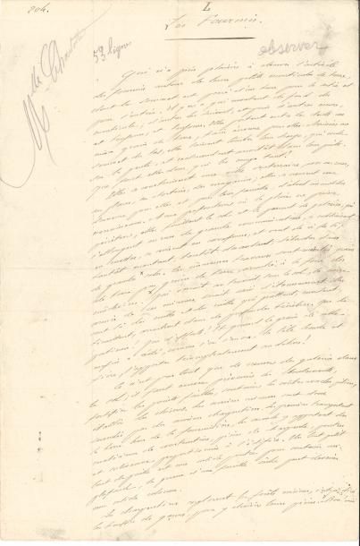 null Jean-Henri FABRE (1823-1915) entomologiste. Manuscrit autographe, Les Fourmis...