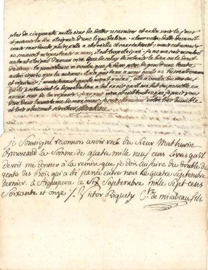 null Victor de Riquetti, marquis de MIRABEAU (1715-1789) “l’Ami des hommes”, économiste...