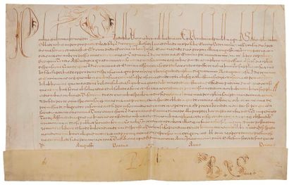 null Camillo Borghese, Paul V (1552-1621) Pape en 1605. Bulle manuscrite en son nom,...