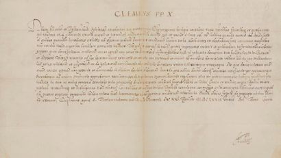 null Emilio Altieri, Clément X. Bref manuscrit en son nom, Rome à Sainte-Marie-Majeure...