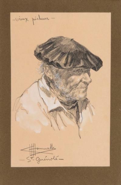 null Charles Homualk (1909-1996)
Saint-Guénolé : vieux pêcheur. Vers 1933-1934. Dessin...