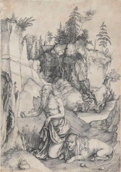 null Albrecht Dürer (1471-1528)
Saint Jérôme en pénitence. 1496. Burin. 222 x 320....