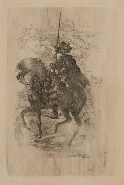 null Rodolphe Bresdin (1822-1885) 
Cavalier oriental. 1861. Eau-forte. 107 x 168....