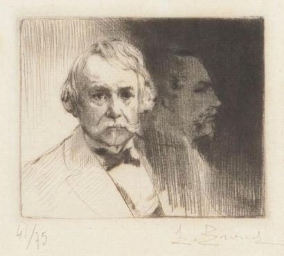 null Auguste Brouet (1872-1941) 
Portrait d’Edmond de Goncourt. Vers 1920. Pointe...