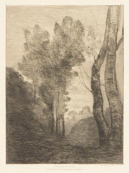 null Jean-Baptiste Camille Corot (1796-1875) 
Environs de Rome. 1866. Eau-forte....