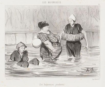 null Honoré Daumier (1808-1879) 
Les Baigneuses, pl. 1, 3, 4, 8, 9, 11 à 17. 1847....